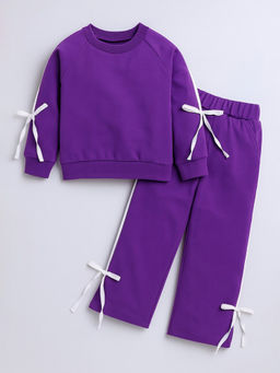 Hopscotch - 2-Pc Bow Applique Sweatshirt & Pants