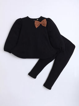 Hopscotch - 2-Pc Bow Applique Blouse & Leggings