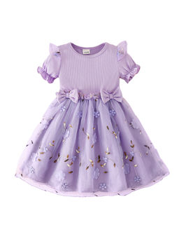 Hopscotch - Bow Detail Floral Embroidered Dress