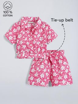 Hopscotch - 2-Pc Floral Cotton Blouse & Shorts