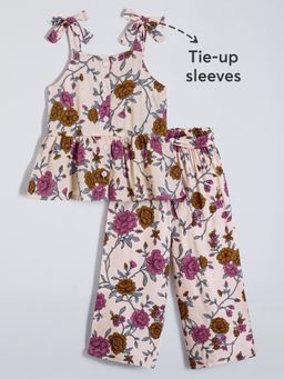 Hopscotch - 2-Pc Floral Bloom Tie Blouse & Pants