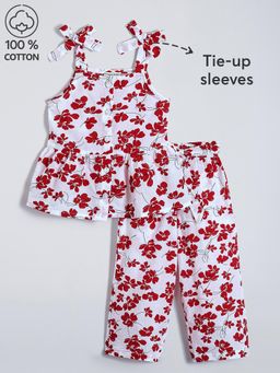 Hopscotch - 2-Pc Cherry Blossom Cotton Blouse & Pants