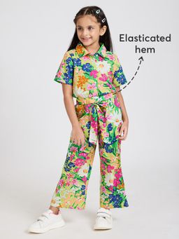 Hopscotch - 2-Pc Floral Cotton Blouse & Pants