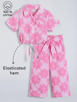 Hopscotch - 2-Pc Floral Embroidered Cotton Pant Set