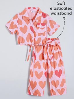Hopscotch - 2-Pc Heart Tie-Ups Blouse & Pants