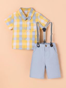 Hopscotch - 2-Pc Dapper Checks Shirt & Suspender Set