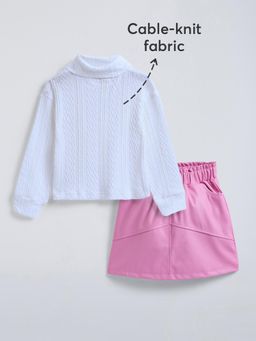 Hopscotch - 2-Pc Cable Knit Turtleneck Skirt Set