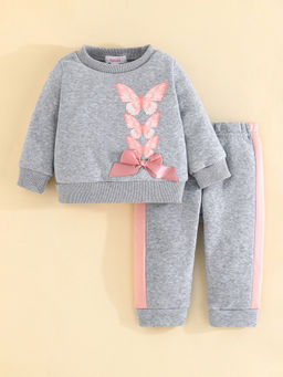 Hopscotch - 2-Pc Bow Applique Blouse & Joggers
