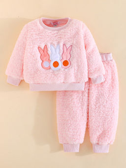 Hopscotch - 2-Pc Bunny Embroidered Blouse & Joggers