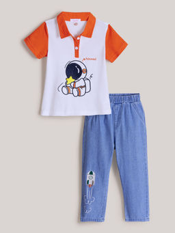 Hopscotch - 2-Pc Astronaut T-shirt & Jeans