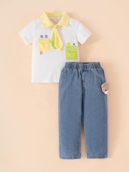 Hopscotch - 2-Pc Textured T-shirt & Jeans