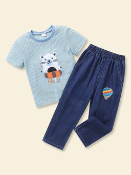 Hopscotch - 2-Pc Animal Embroidered Jeans Set