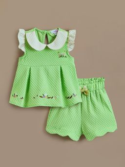 Hopscotch - 2-Pc Floral Embroidered Short Set