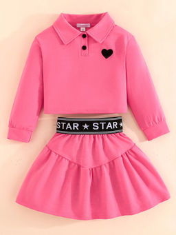 Hopscotch - 2-Pc Heart Embroidered Blouse & Skirt