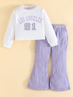 Hopscotch - 2-Pc Number Ribbed Flare Pants Set