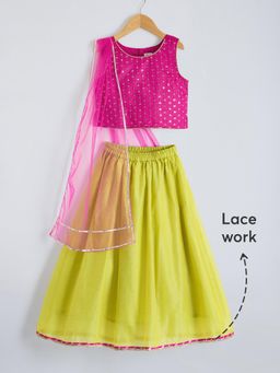 Hopscotch - 2-Pc Sequin Lace Trim Lehenga Choli Set