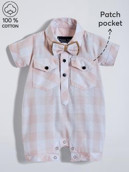 Hopscotch - Checkered Cotton Romper and Tie