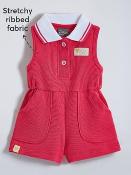 Hopscotch - Textured Knit Collar Romper