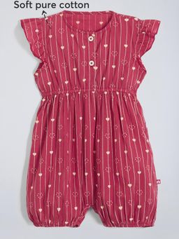 Hopscotch - Girls Red Stripe Print Romper