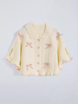 Hopscotch - Bow Detail Ruffled Collar Sweater