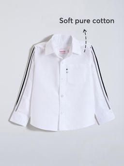 Hopscotch - Boys White Solid Full-Sleeve Slim Fit Shirt
