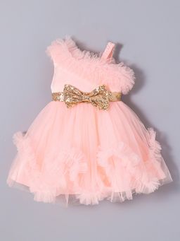Hopscotch - Ruffle Trim Sequin Bow Tulle Dress
