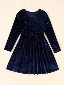 Hopscotch - Glitter Embellished Dress with Belt