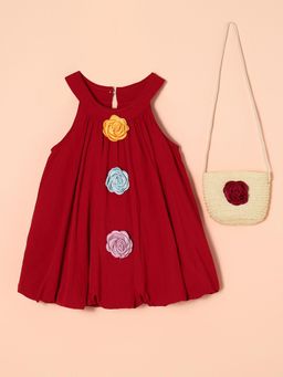 Hopscotch - Rosette Applique Casual Dress