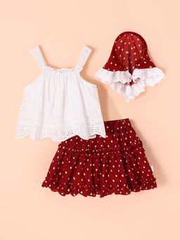 Hopscotch - 2-Pc Polka Dot Skirt Set with Hat