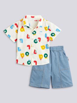 Hopscotch - 2-Pc Typography Shirt & Shorts