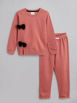 Hopscotch - 2-Pc Bow Applique Knit Jogger Set