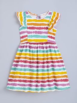 Hopscotch - Pure Cotton Striped Casual Dress