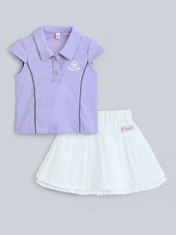 Hopscotch - 2-Pc Text Embroidered T-shirt and Skirt