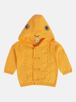 Hopscotch - Boys Yellow Textured Full-Sleeve Hooded Cotton Jacket