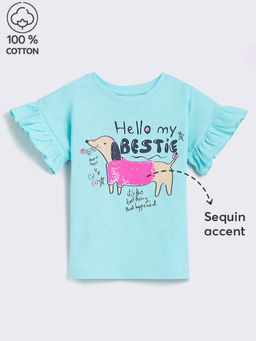 Hopscotch - Sequin Embellished Cotton T-shirt