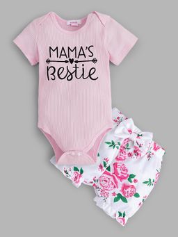 Hopscotch - 2-Pc Envelope Neck Onesie & Shorts