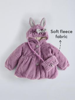 Hopscotch - Girls Purple Full-Sleeve Bow Applique Jacket