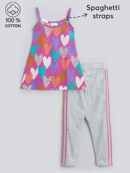 Hopscotch - 2-Pc Heart Stripe Cotton Leggings Set