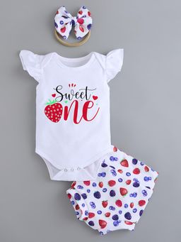 Hopscotch - 2-Piece Strawberry Onesie & Shorts