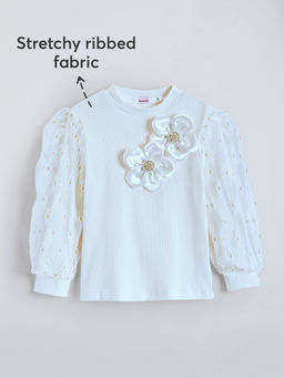Hopscotch - Sheer Sleeve Bloom Blouse