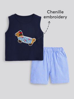 Hopscotch - 2-Pc Checkered T-shirt & Shorts