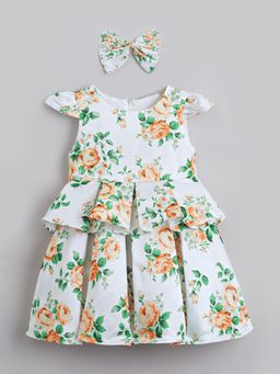 Hopscotch - Floral Party Dress with Oversized Bow