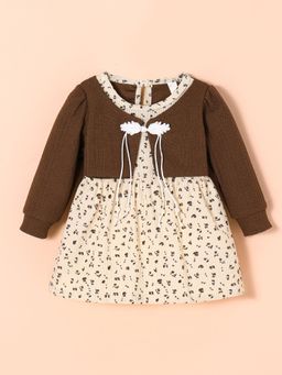 Hopscotch - Ribbed Floral Print Dress