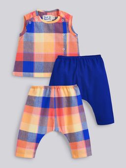 Hopscotch - 3-Pc Checkered Cotton Pant Set