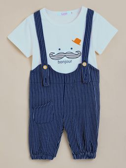 Hopscotch - 2-Pc Striped T-shirt & Dungaree