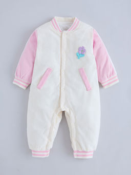 Hopscotch - Floral Applique Collared Full Sleeve Bodysuit