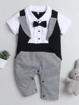 Hopscotch - Boys Black Houndstooth Romper