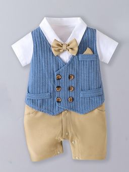 Hopscotch - Bow Applique Textured Romper