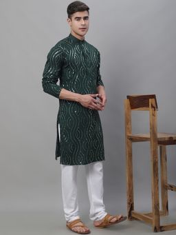 SOJANYA - Pure Cotton Dark Green Designer Kurta and Churidar