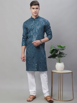 SOJANYA - Pure Cotton Teal Designer Kurta and Churidar